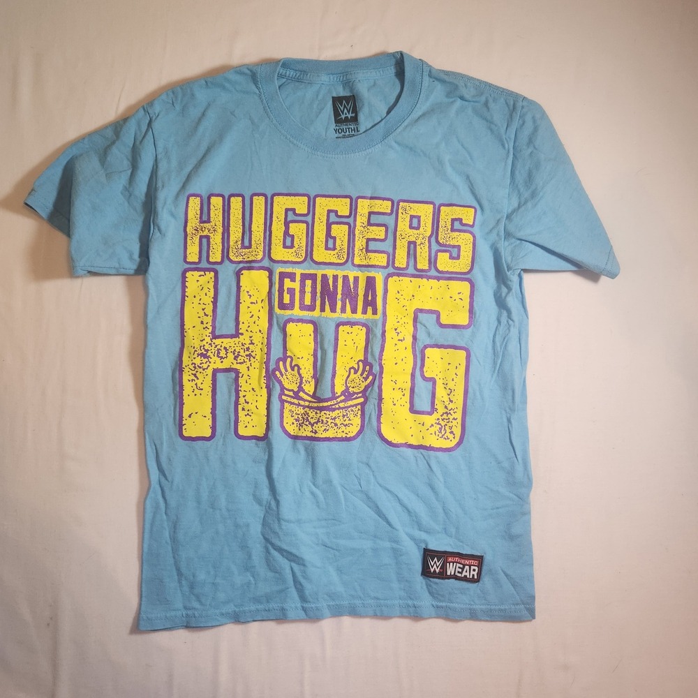 WWE Bayley Huggers Gonna Hug Youth Large T-Shirt Light Blue Graphic Tee